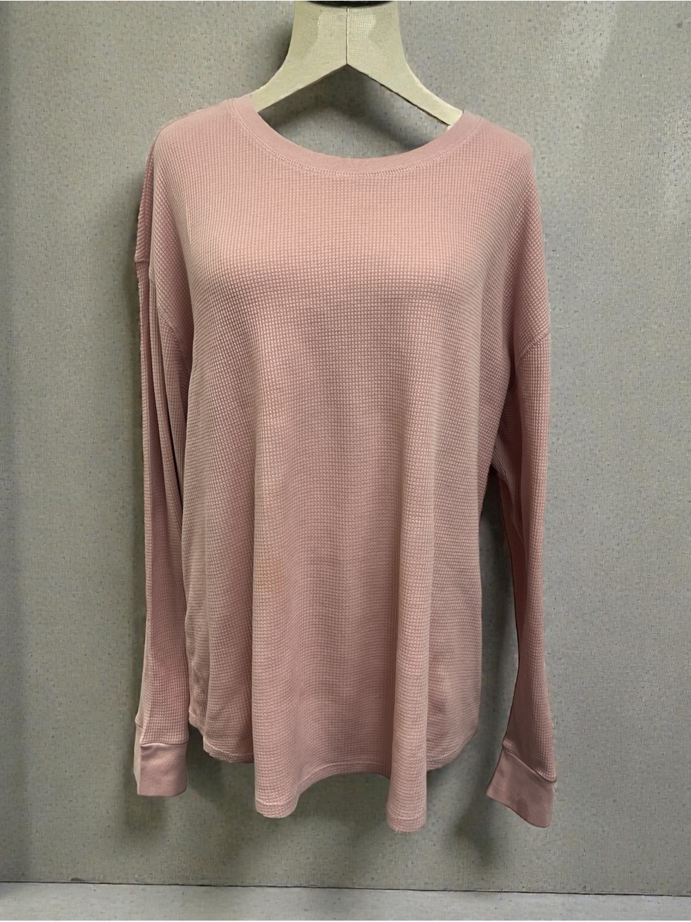 Time and Tru Dusty Pink Waffle Knit Long Sleeve Top